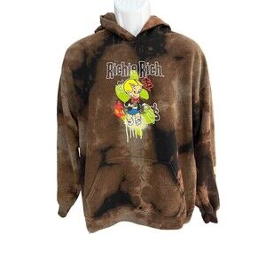 Richie Rich men's L brown/black graphic bleach tie dye hoodie